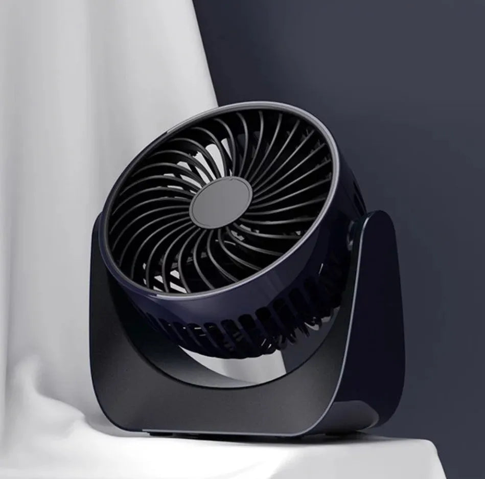 360° Rotate Desktop Fan with Adjustable Speeds – USB & Battery Powered