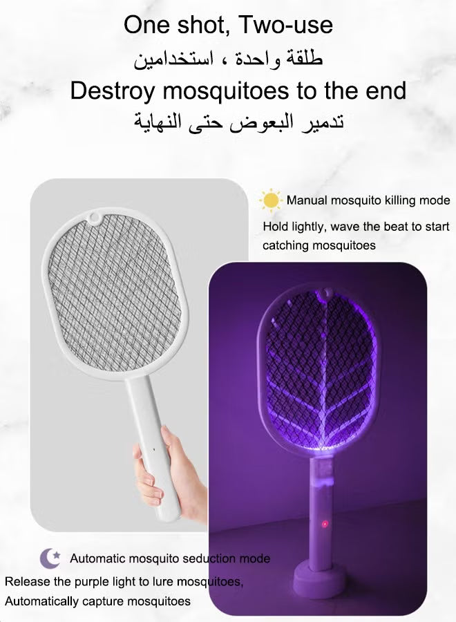 Electric Fly Swatter Mosquito Zapper Usb Rechargeable With Uv Light