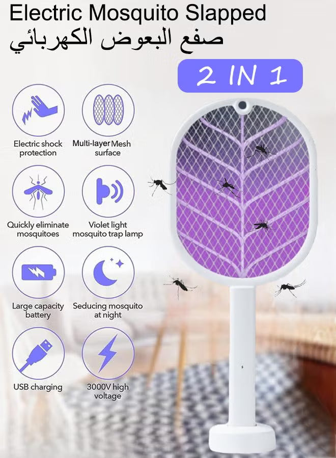 Electric Fly Swatter Mosquito Zapper Usb Rechargeable With Uv Light