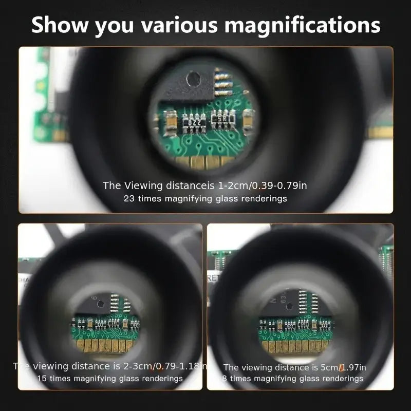 Triple Magnification Powers Glasses Head Worn