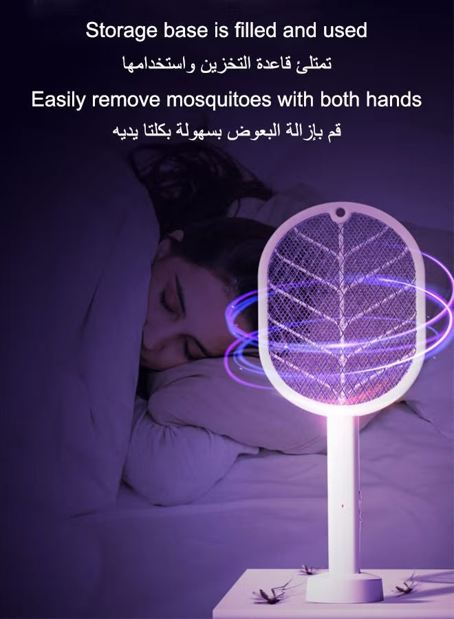 Electric Fly Swatter Mosquito Zapper Usb Rechargeable With Uv Light