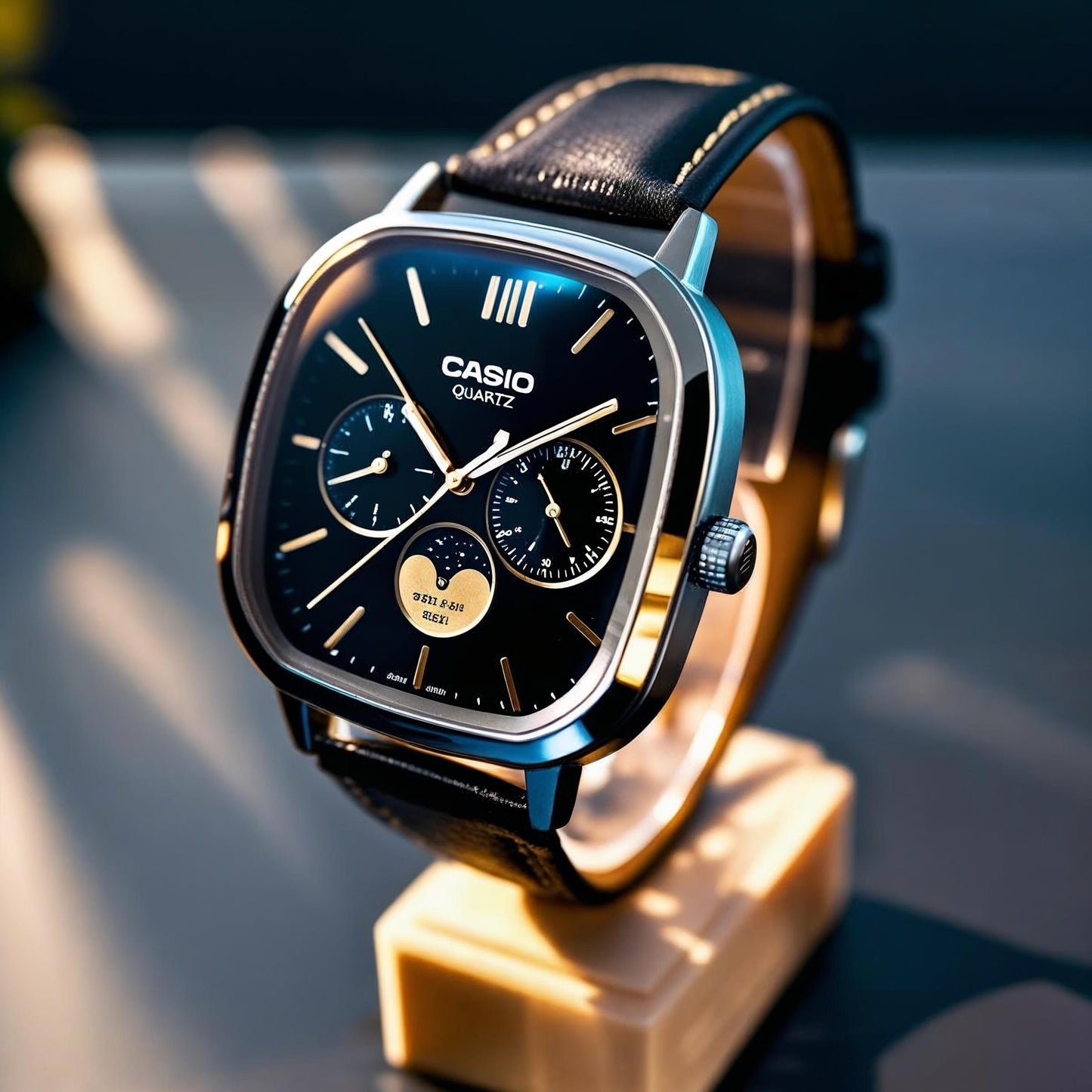 Casio Quartz Moonrise Dial Watch
