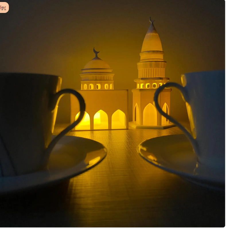 Islamic Masjid And Minaret Lantern Ramadan Decoration