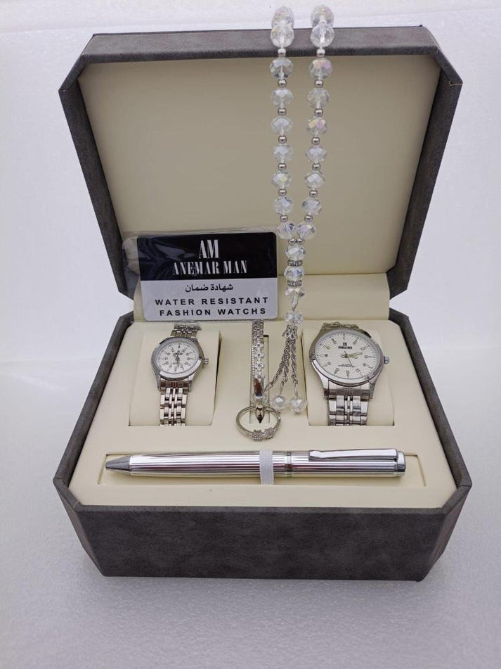 Men’s Stainless Steel Gift Set – Watch, Rosary, Pen & Cufflinks
