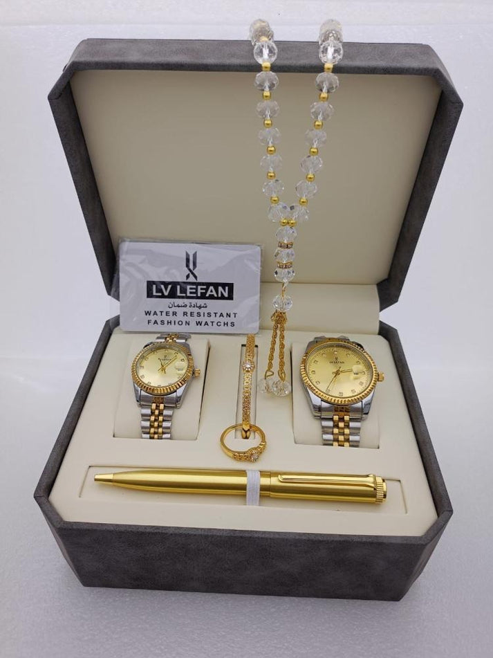 Men’s Stainless Steel Gift Set – Watch, Rosary, Pen & Cufflinks