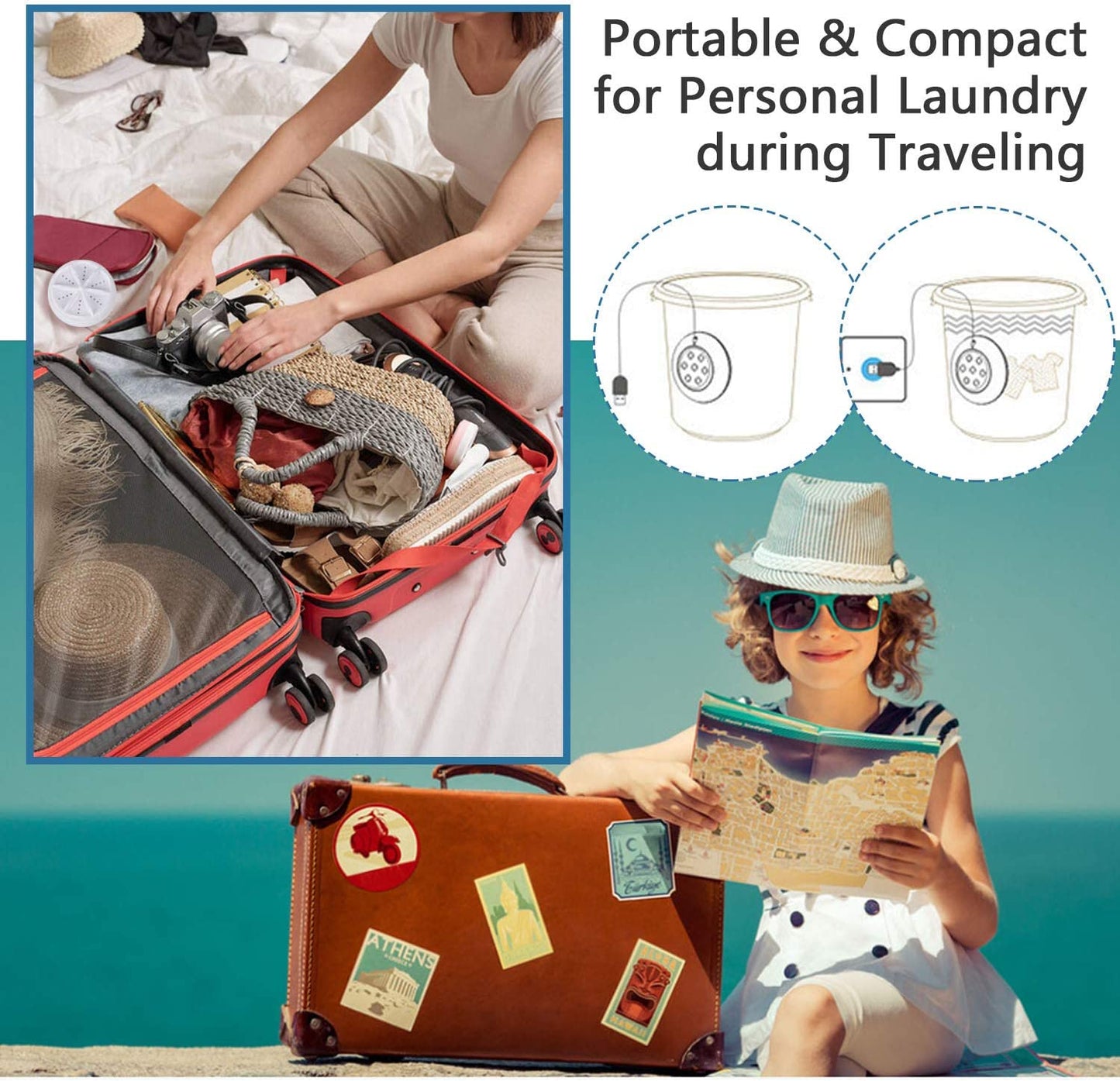 2 in 1 Mini Portable Ultrasonic Washing Machine
