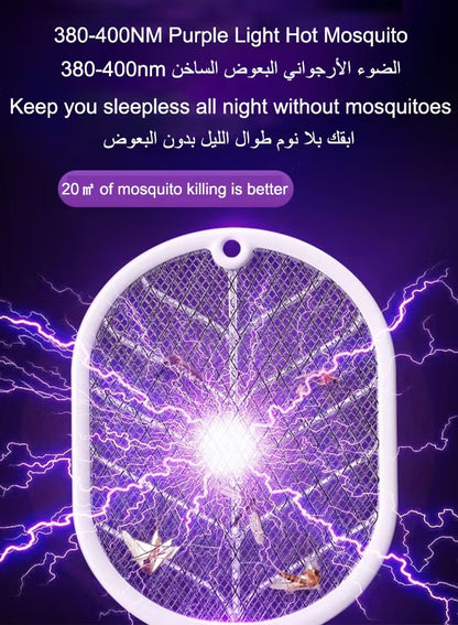 Electric Fly Swatter Mosquito Zapper Usb Rechargeable With Uv Light