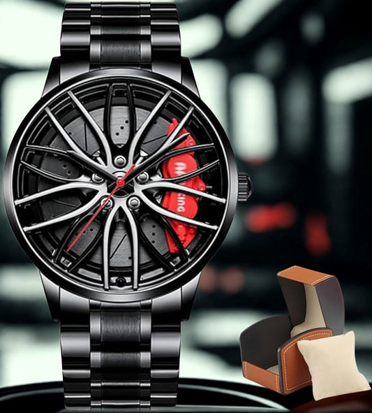 Men's Creative 3D Car Wheel Rotating Wrist Watch